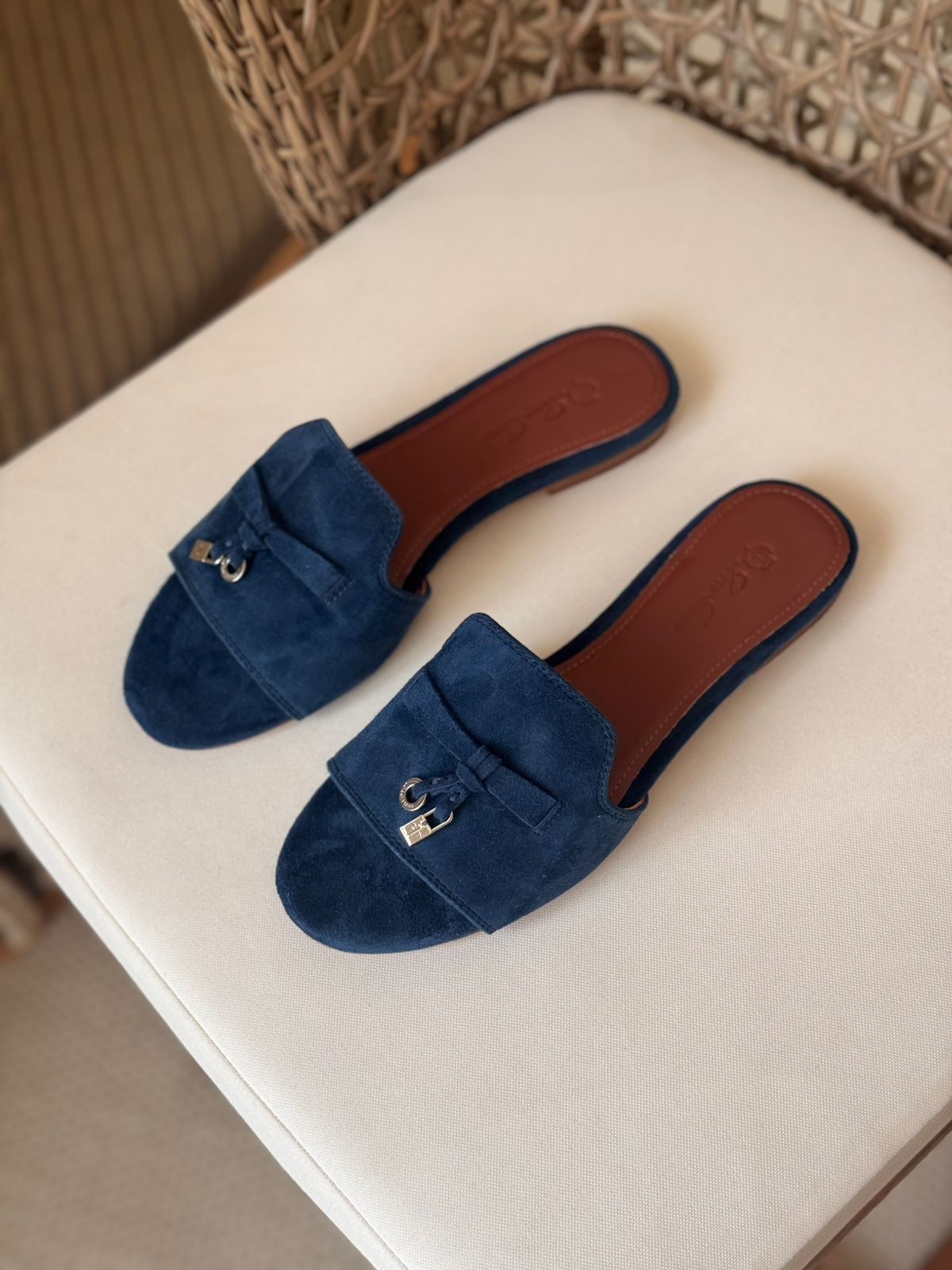 Loro Piana Summer Charms Suede Slides