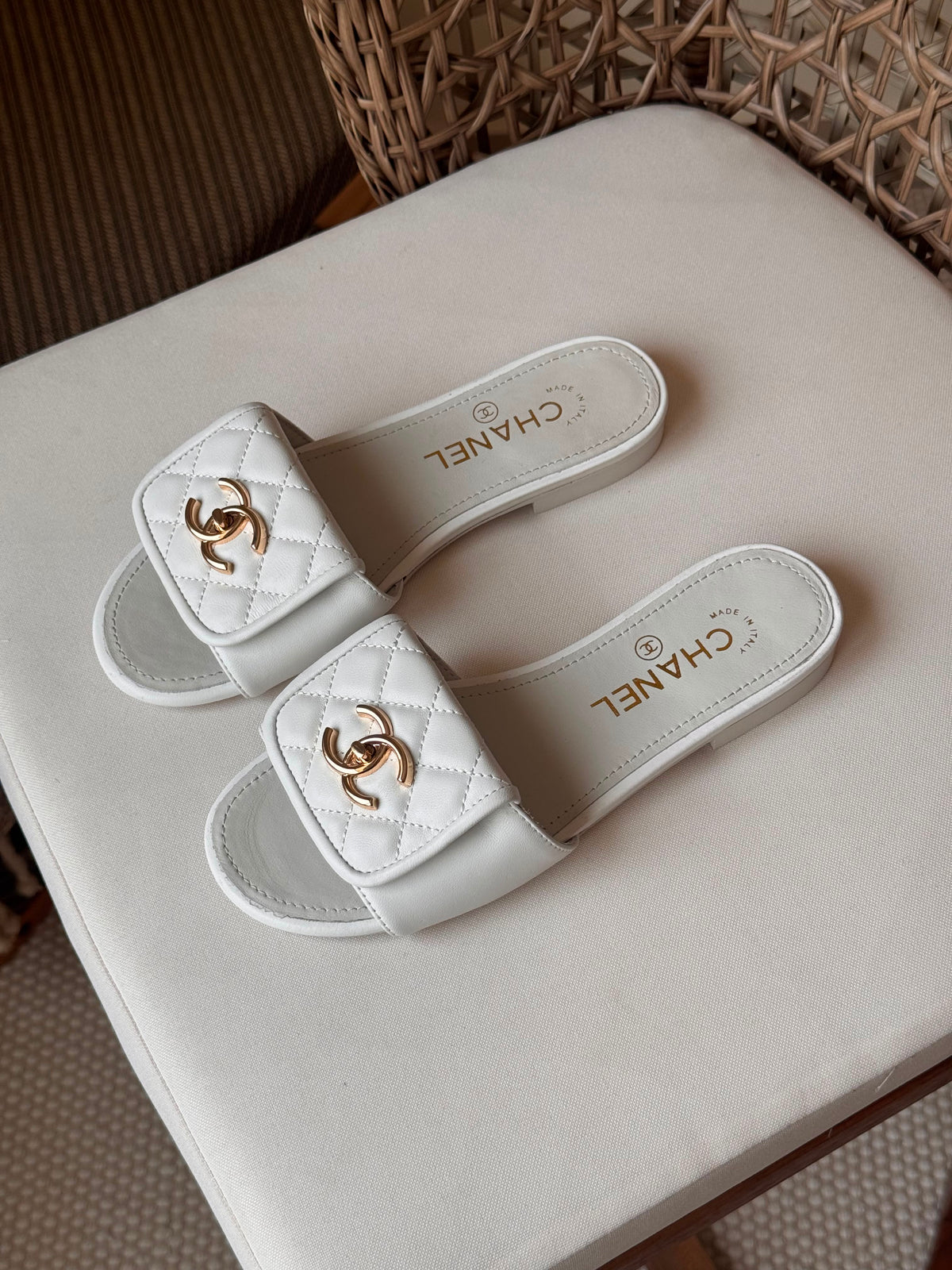 Chanel Quilted Leather Slide Flat sandals