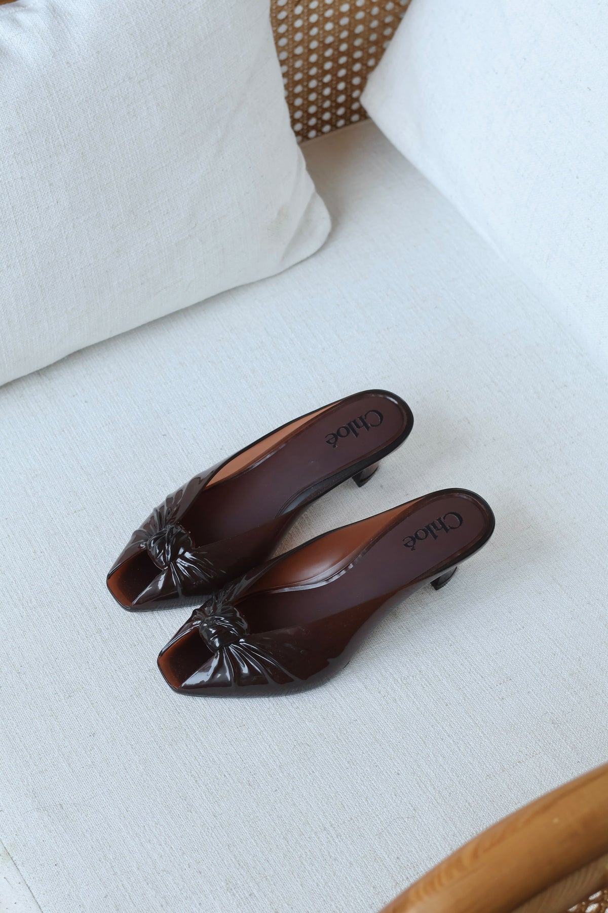 Chloé Square-Toe Jelly Heeled Mules