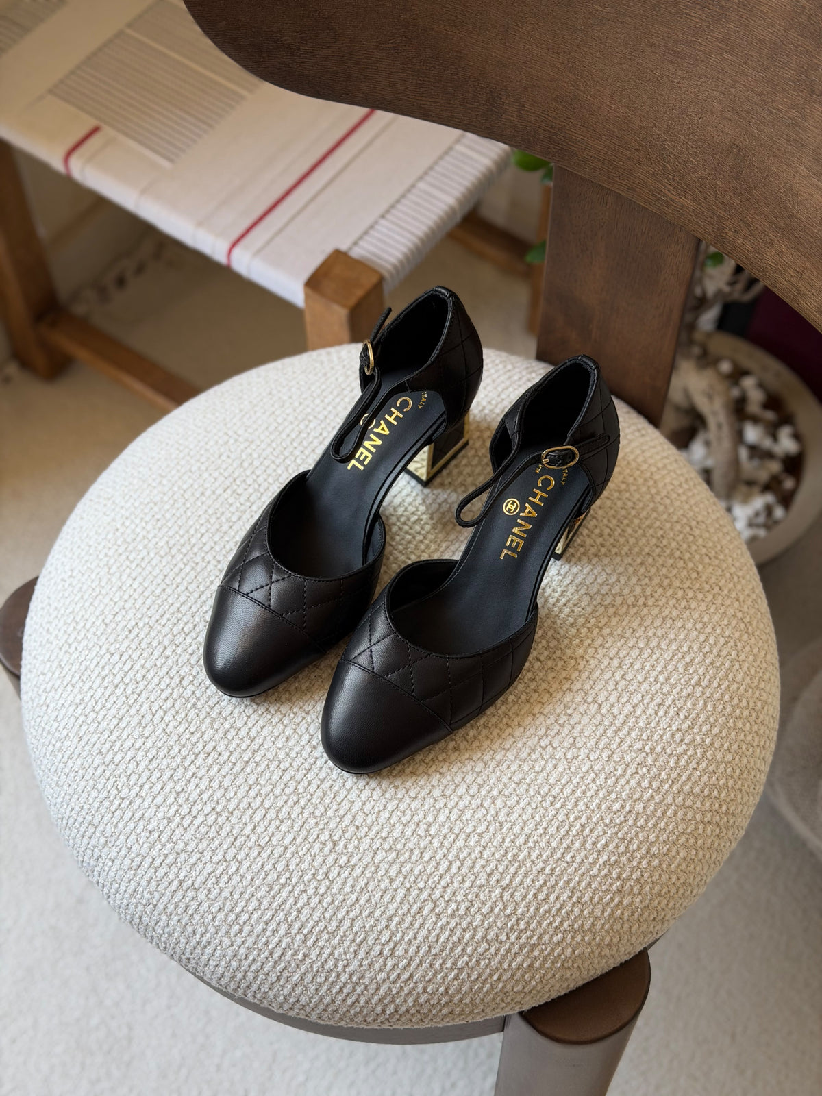 Chanel quilted block-heel Mary Jane pumps