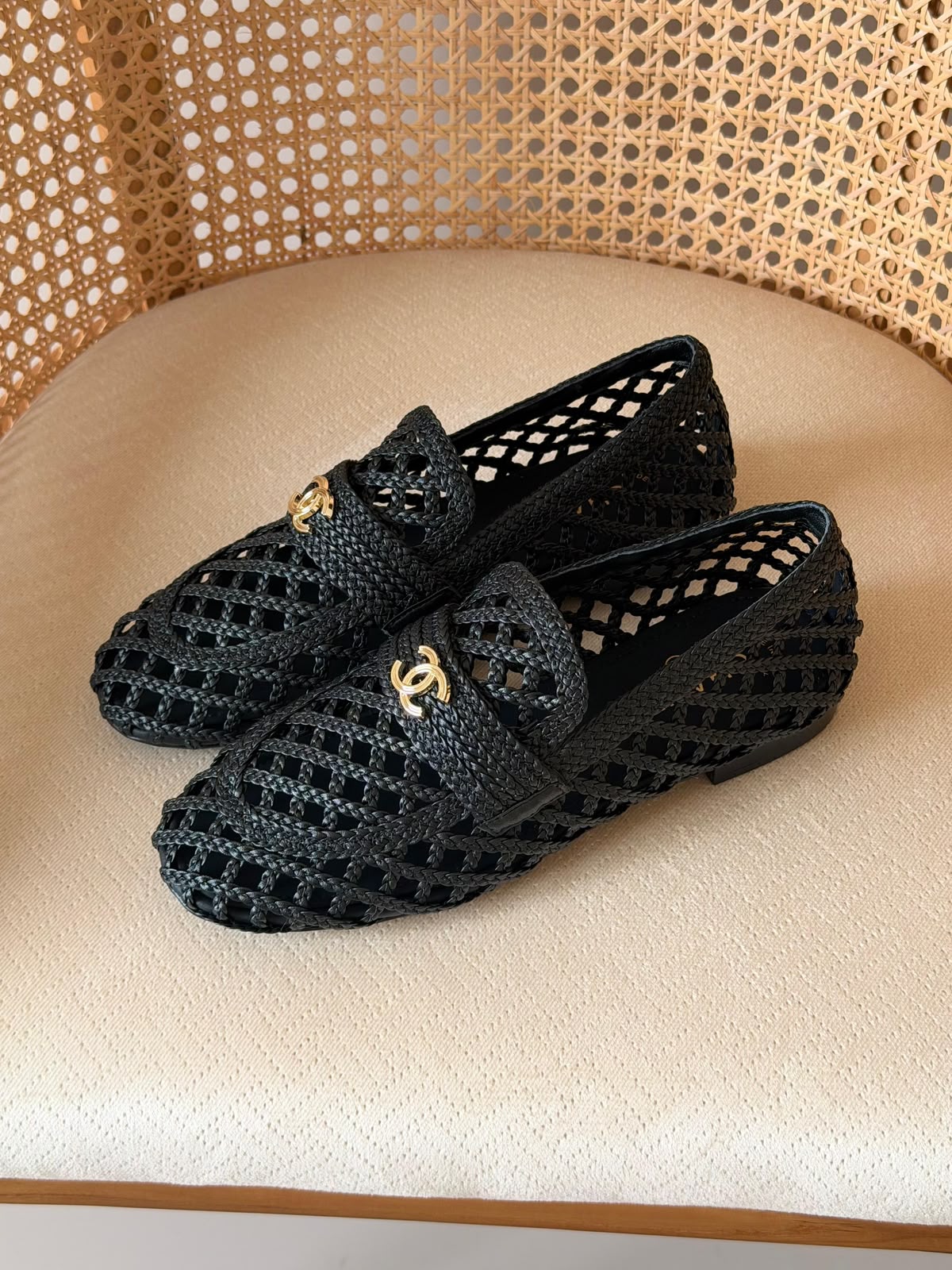 Chanel woven mule loafers