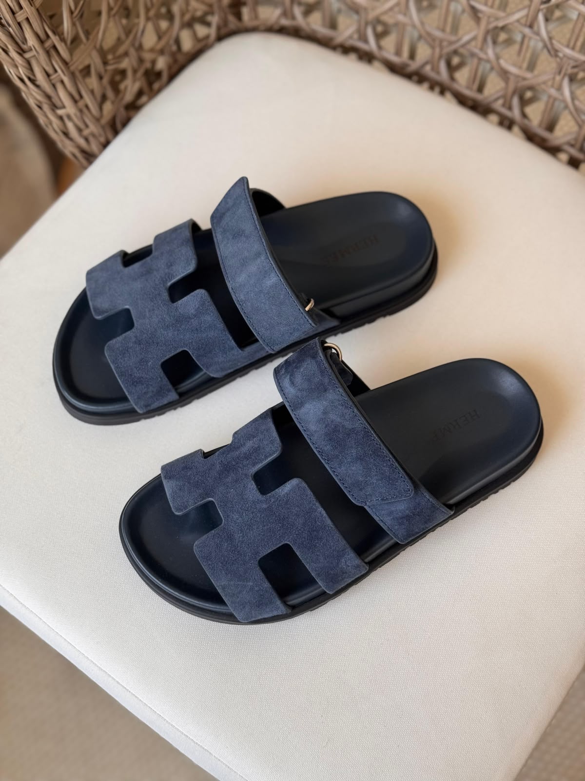 Hermès Chypre Matte Suede & Leather Flat Sandals – Ultimate Luxury Comfort Slide Collection