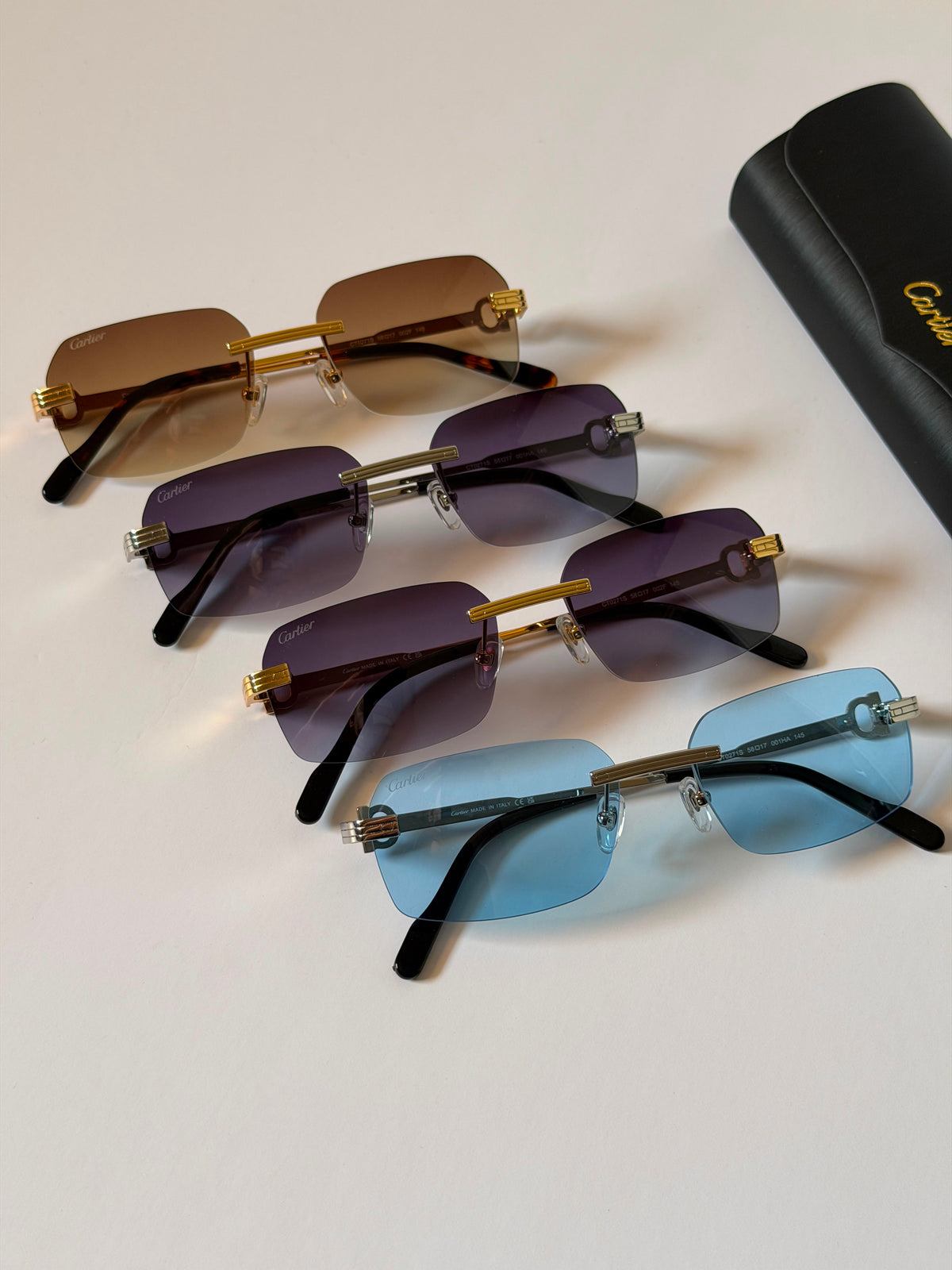 Cartier Signature C Décor Rimless Rectangle Sunglasses unisex