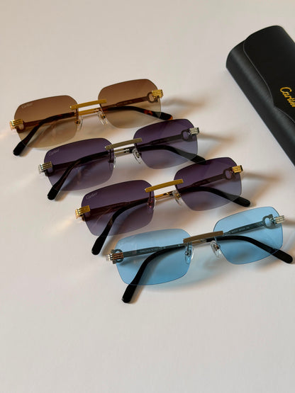 Cartier Signature C Décor Rimless Rectangle Sunglasses unisex