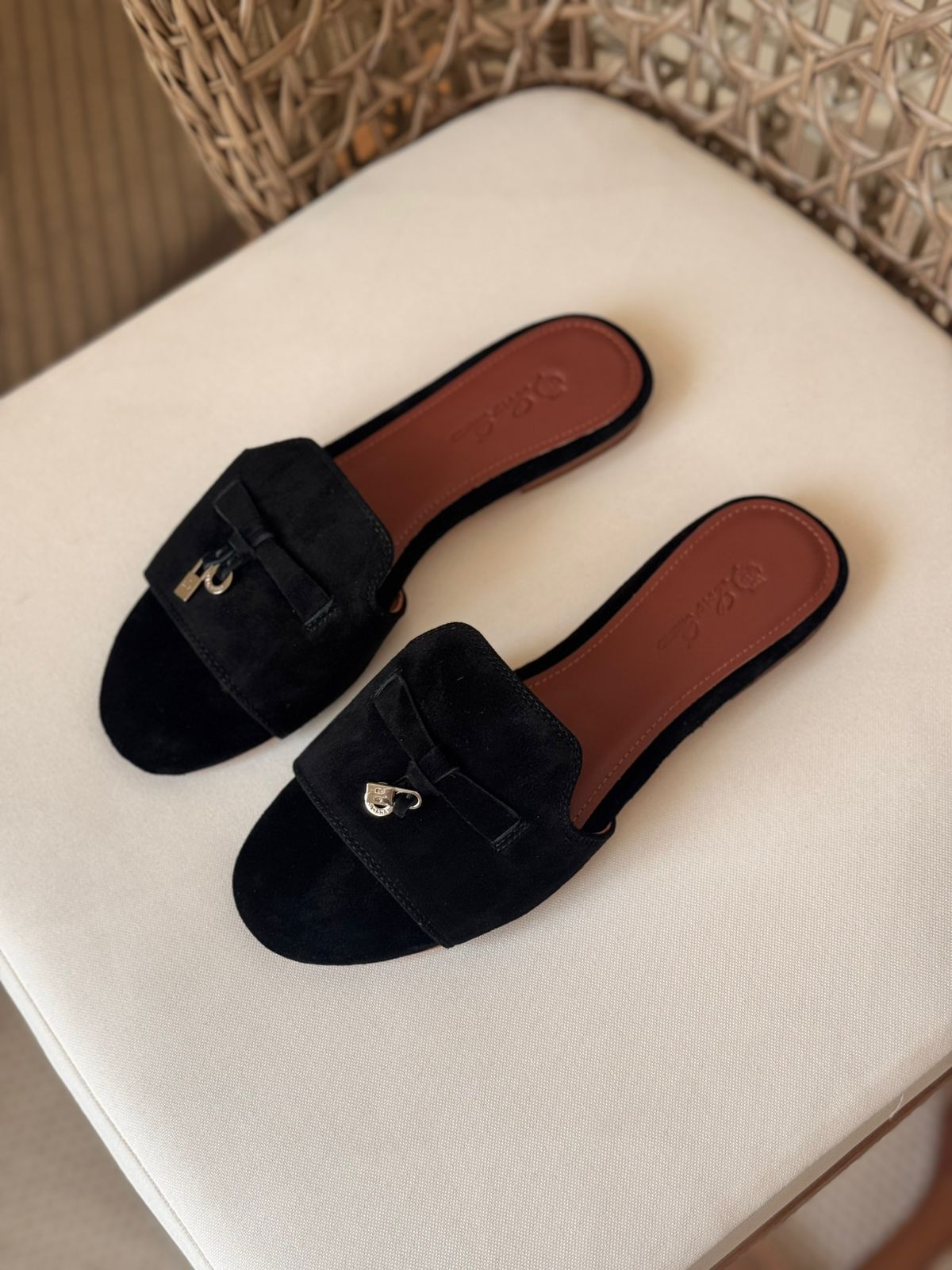 Loro Piana Summer Charms Suede Slides