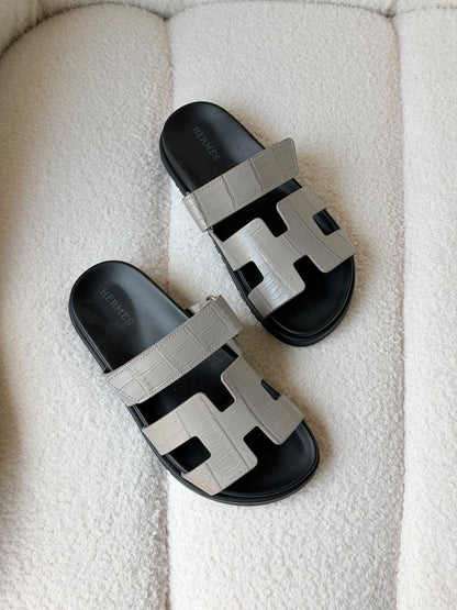 Hermès Chypre Sandals crafted from exotic crocodile leather