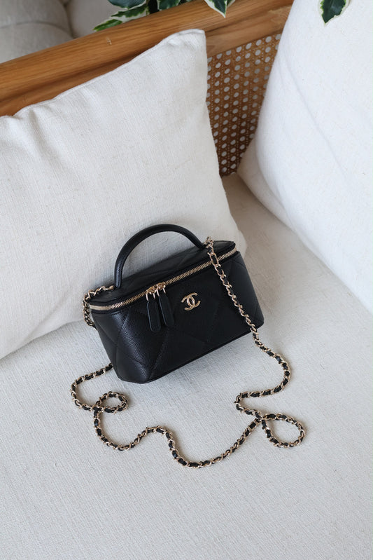 black Chanel Long Vanity Case