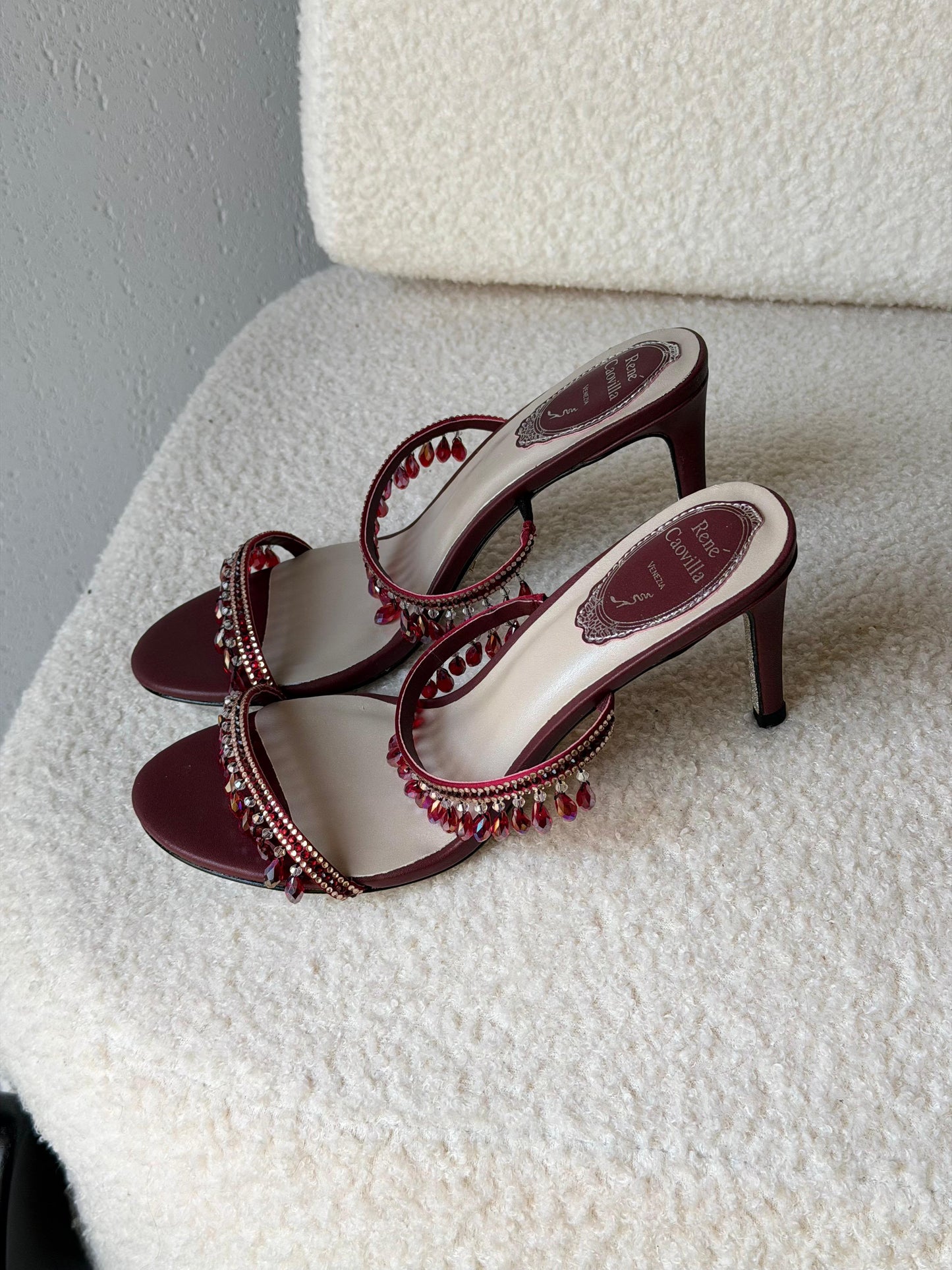 René Caovilla Chandelier 80mm crystal-embellished mules