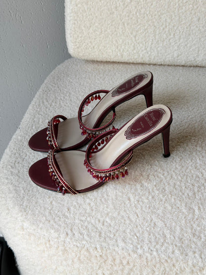 René Caovilla Chandelier 80mm crystal-embellished mules