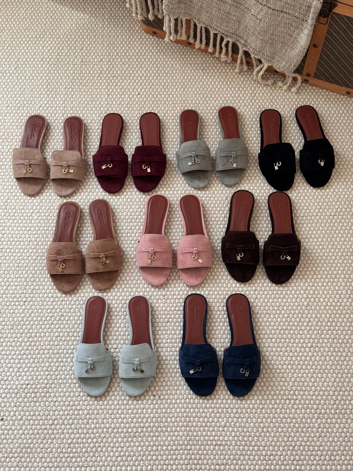 Loro Piana Summer Charms Suede Slides