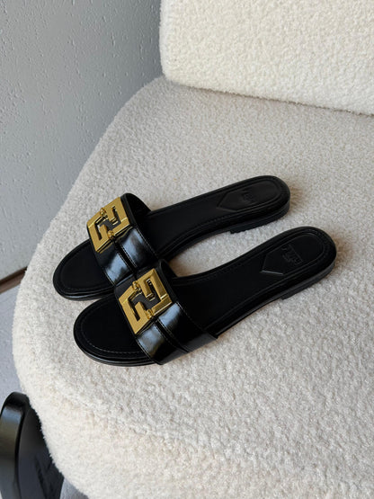 Fendi FFold leather flat sandals
