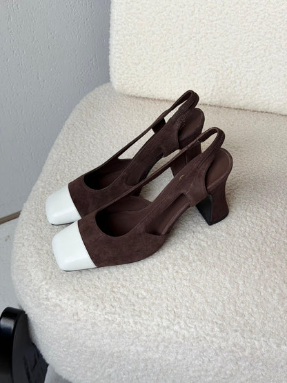 Chanel two-tone slingback pumps