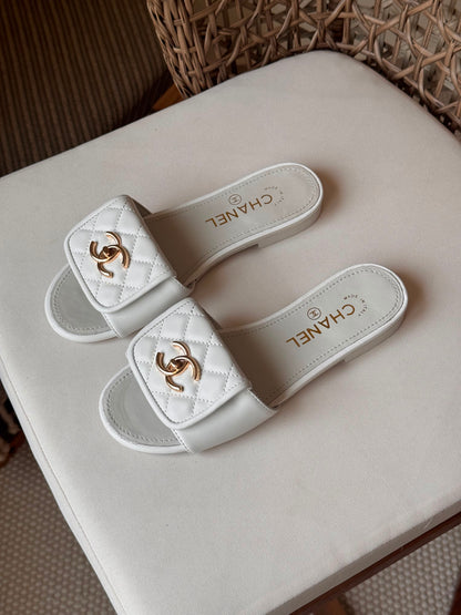 Chanel Quilted Leather Slide Flat sandals