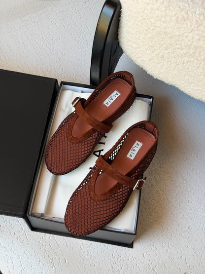 Alaïa Fishnet Ballerinas flat