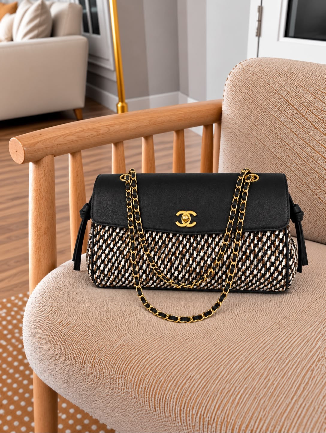 Chanel-branded chain baguette-style handbags