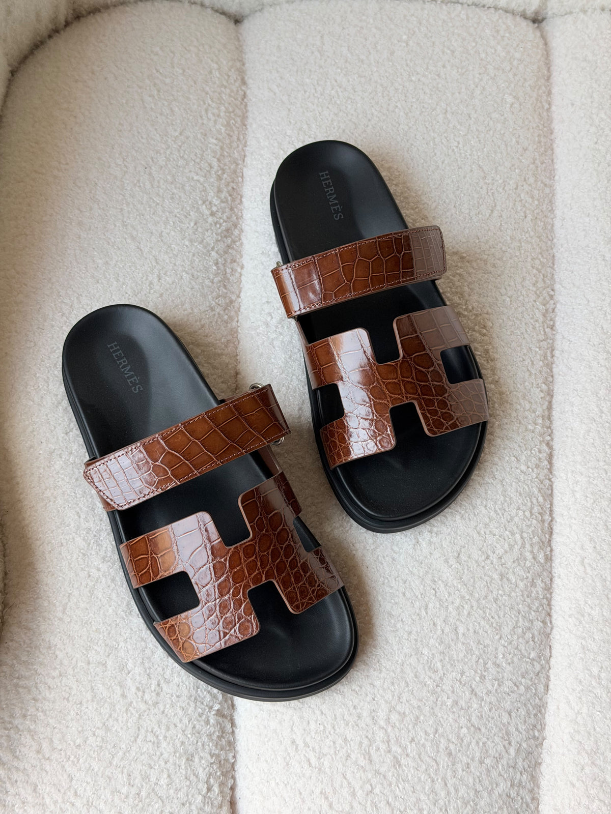 Hermès Chypre Sandals crafted from exotic crocodile leather