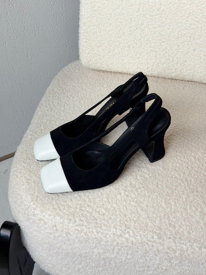 Chanel two-tone slingback pumps
