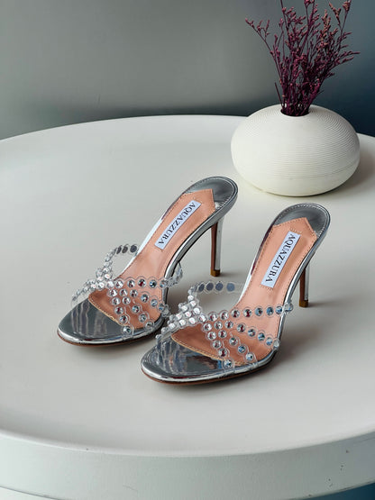 Aquazzura Burgundy Tequila 75 Mule Sandals