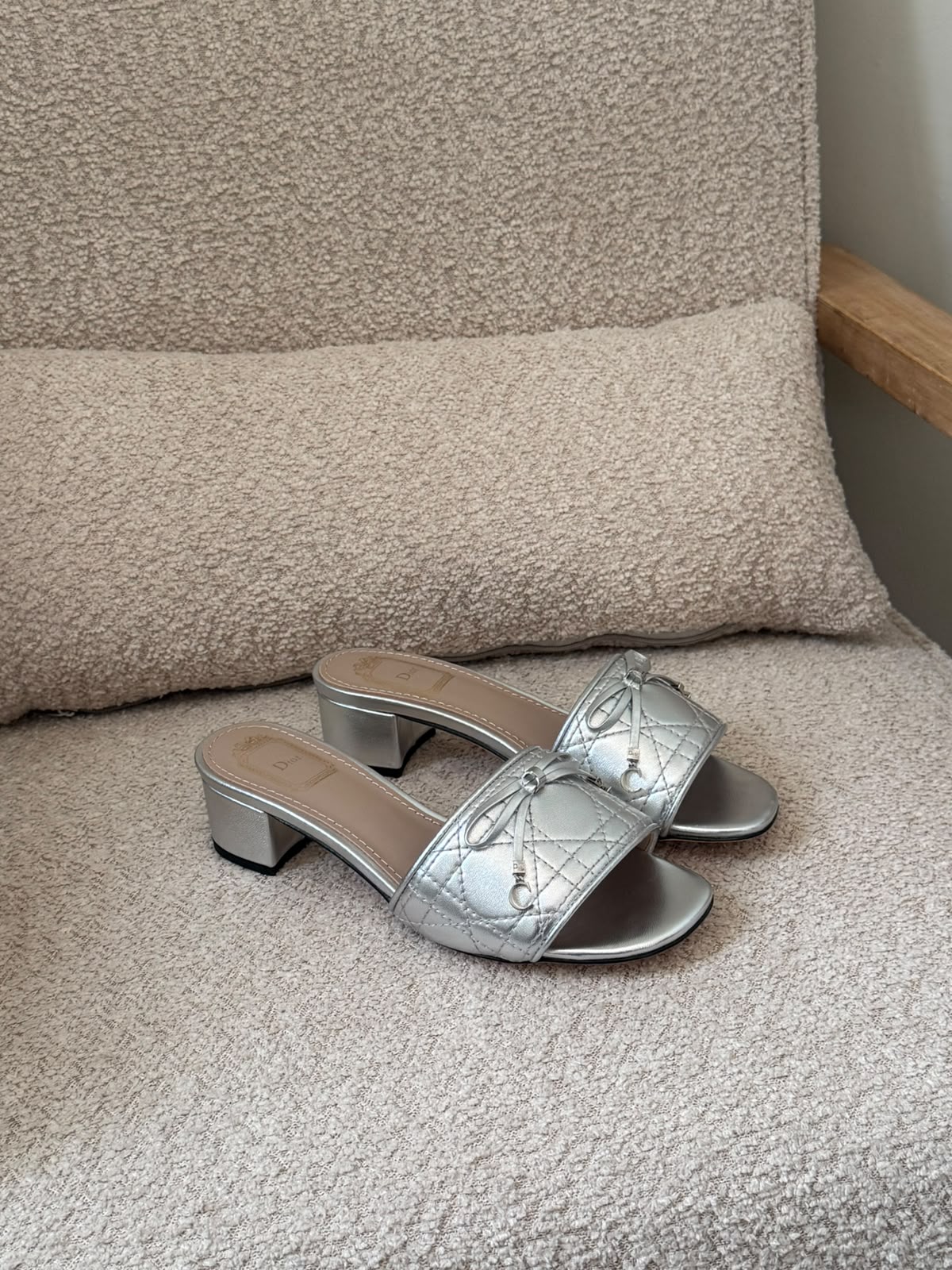 Dior Cannage heeled slides