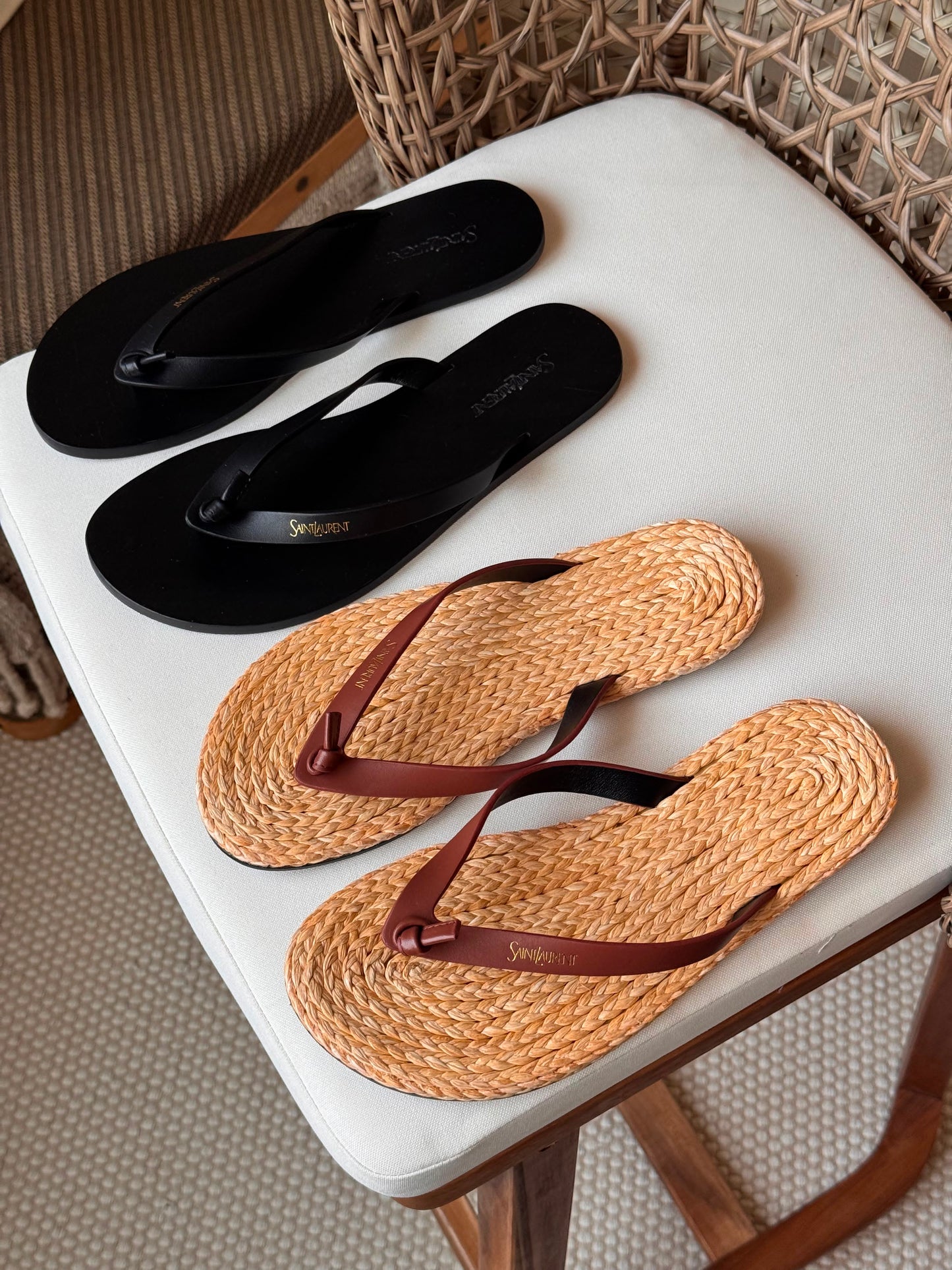 Saint Laurent Pool leather thong sandals