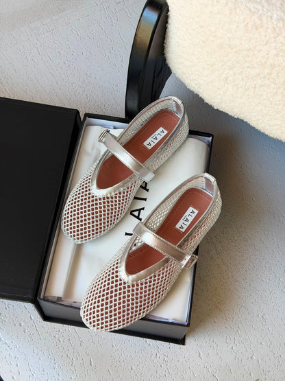 Alaïa Fishnet Ballerinas flat