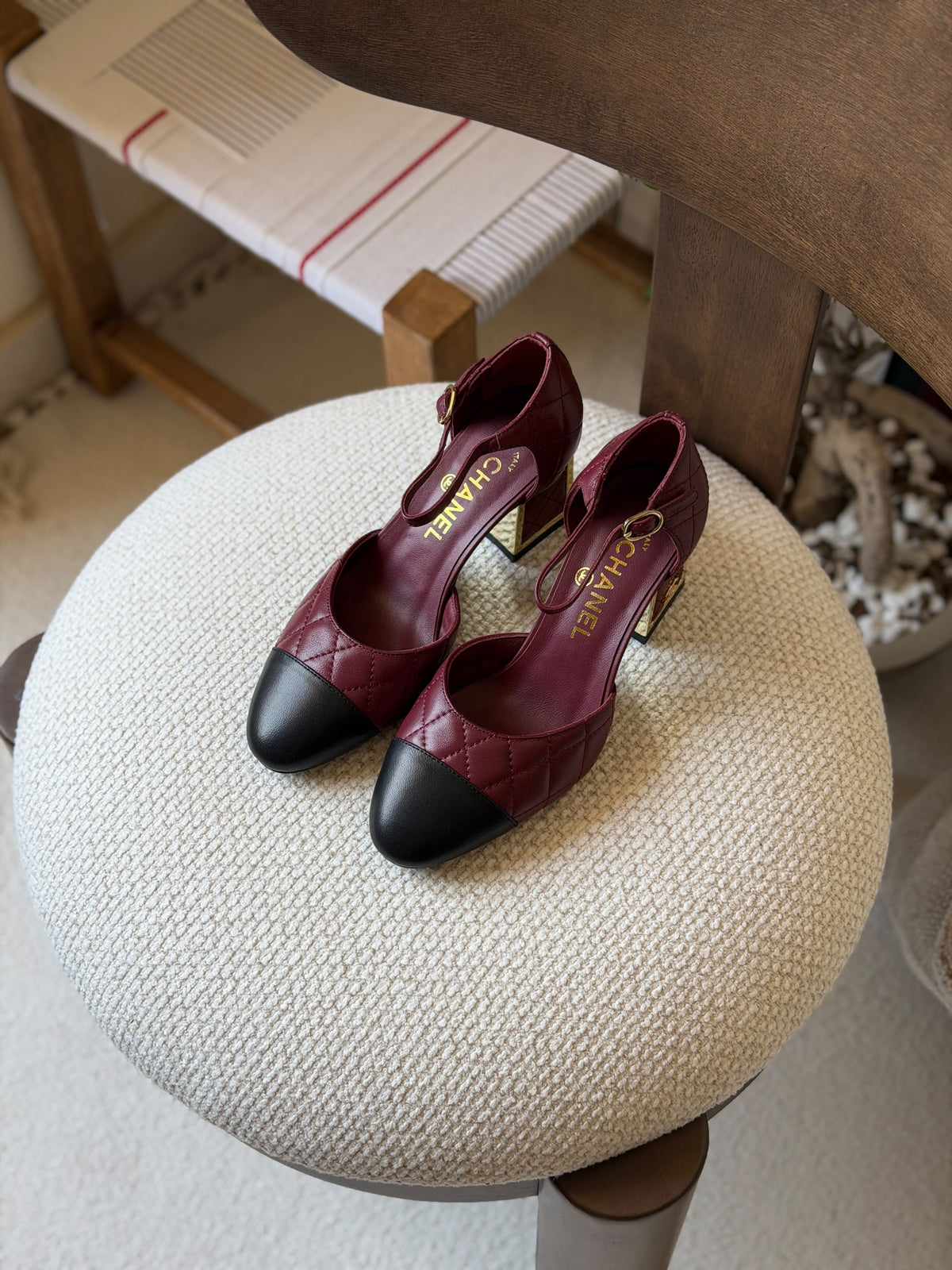 Chanel quilted block-heel Mary Jane pumps