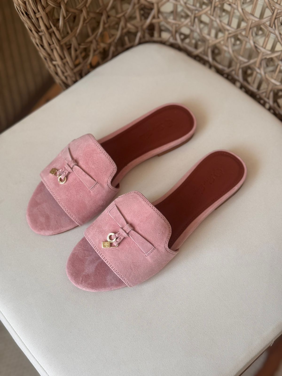 Loro Piana Summer Charms Suede Slides