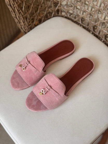 Loro Piana Summer Charms Suede Slides
