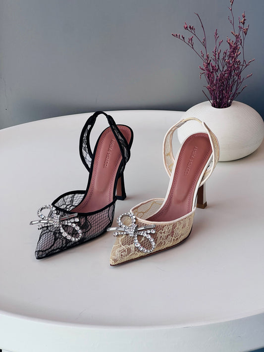 Amina Muaddi Rosie Lace 95 Slingback Pumps