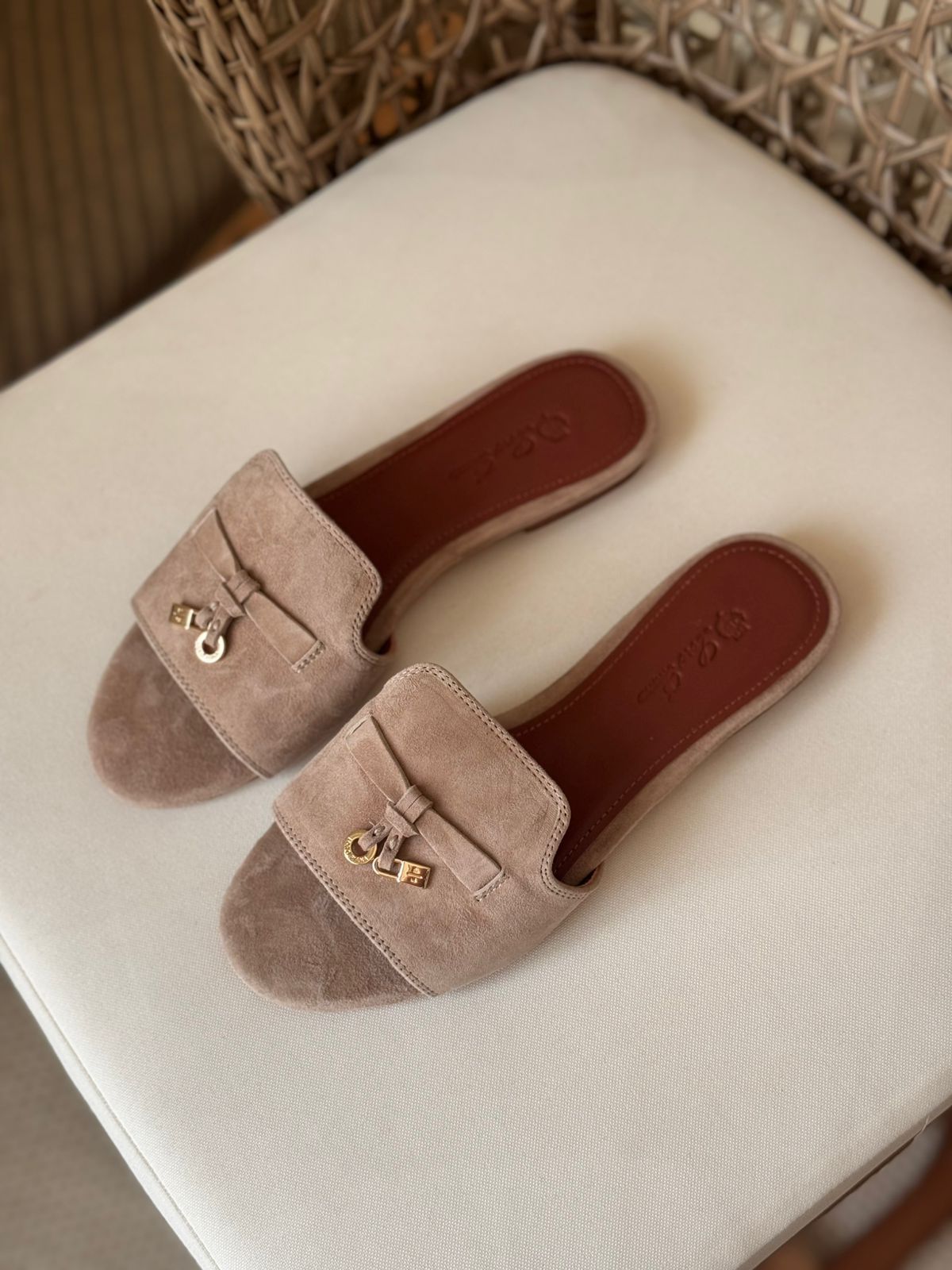 Loro Piana Summer Charms Suede Slides