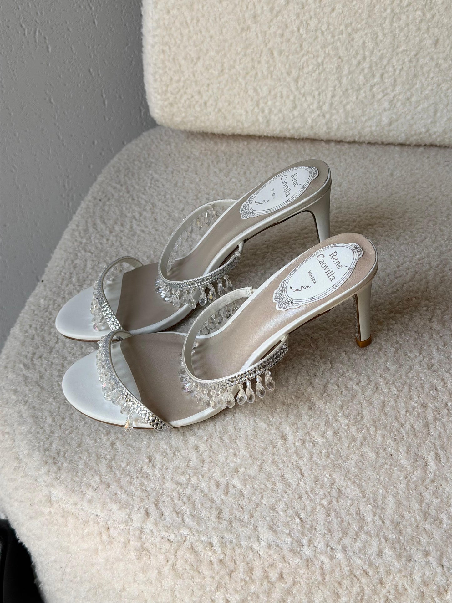 René Caovilla Chandelier 80mm crystal-embellished mules