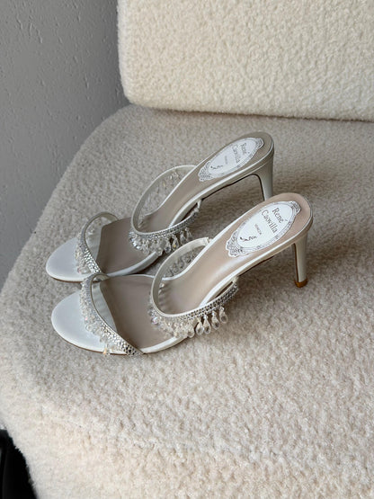 René Caovilla Chandelier 80mm crystal-embellished mules