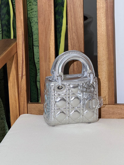 lambskin Christian Dior Lady Dior Micro Bag 12 CM