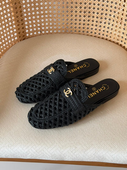 Chanel woven mule loafers