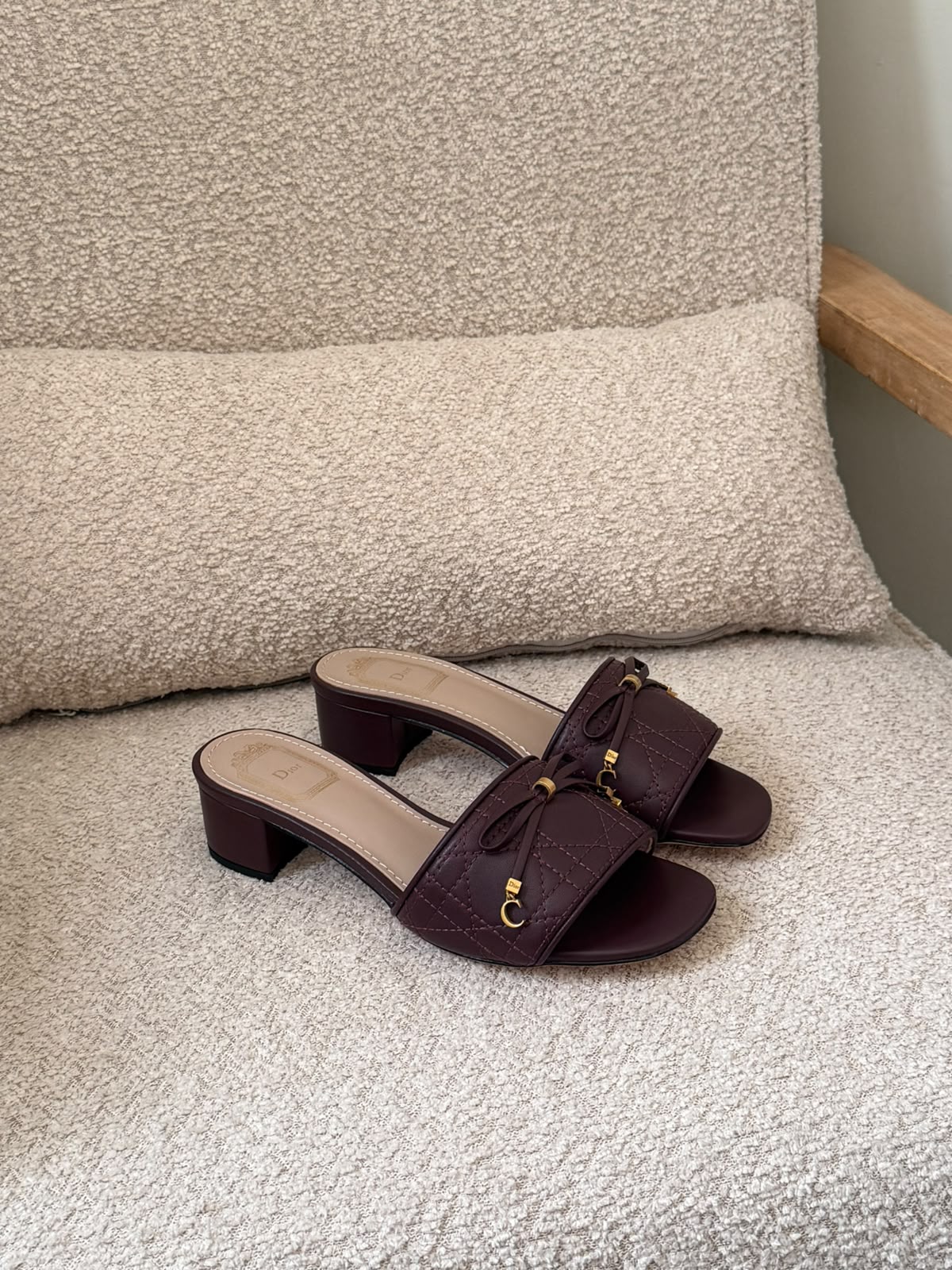 Dior Cannage heeled slides