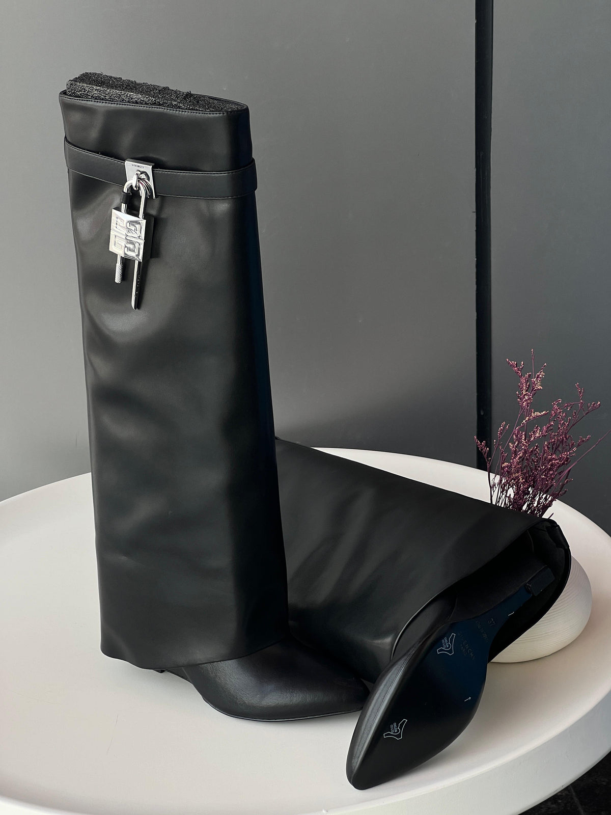 iconic Givenchy Shark Lock 100mm Leather Boots