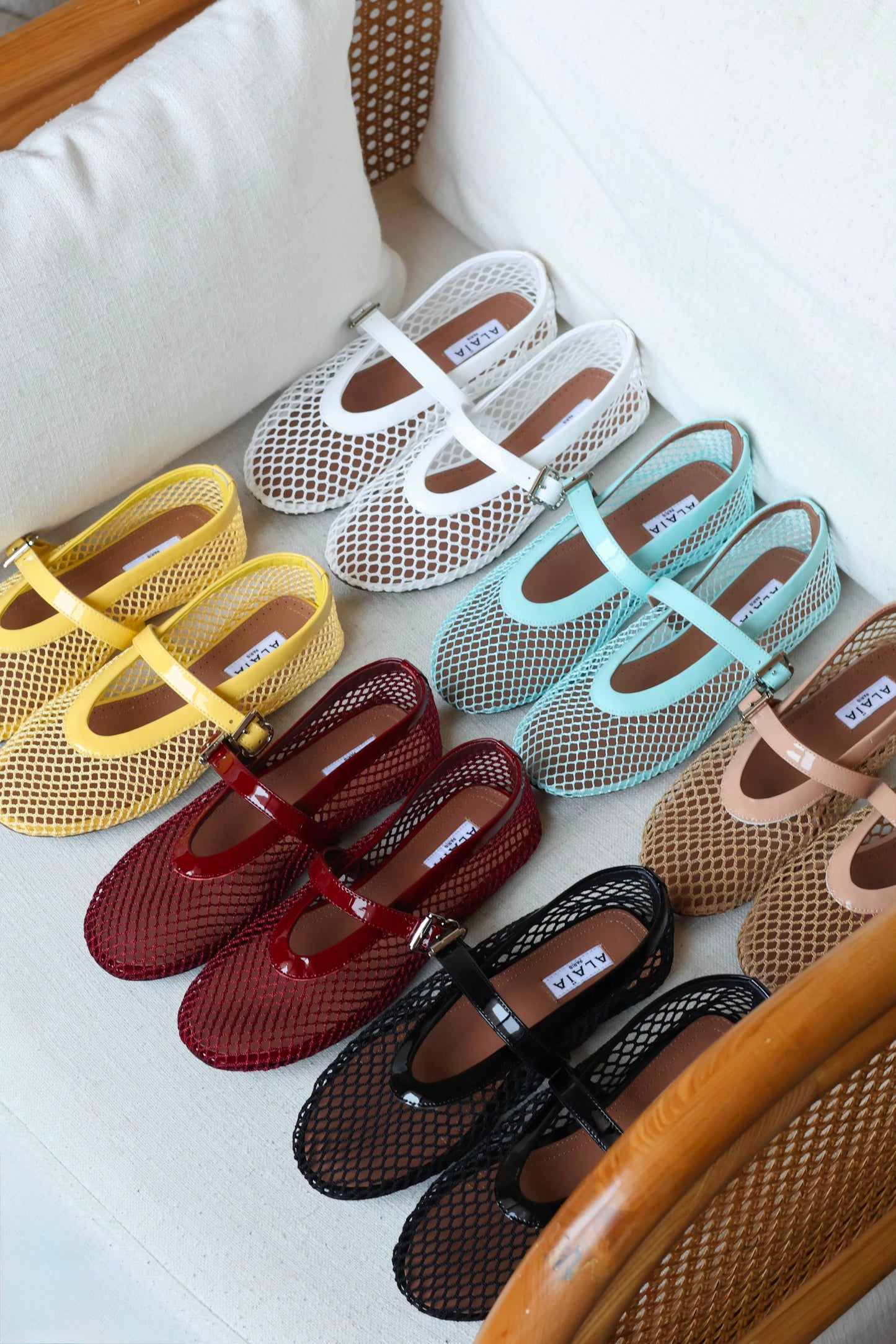 Alaïa Fishnet ballerina flats featuring
