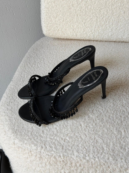 René Caovilla Chandelier 80mm crystal-embellished mules