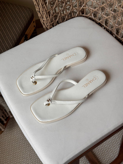 Chanel thong sandals featuring
