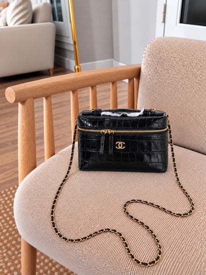 Chanel Vanity with Chain bags crafted from crocodile-embossed calfskin