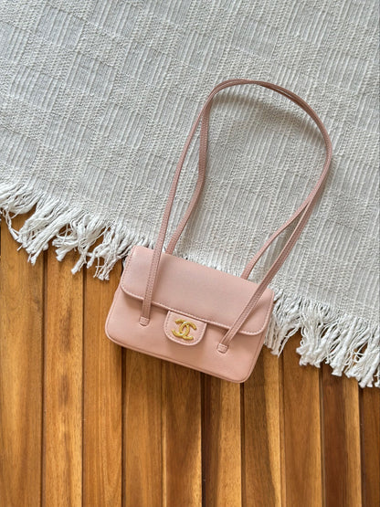 Chanel Quilted Caviar Leather Double Strap Baguette Shoulder Bag – Available in 4 Colors