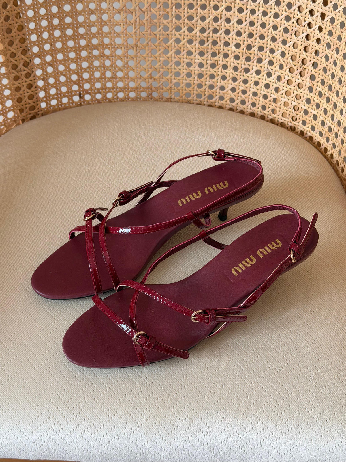 Miu Miu patent leather slingback sandals
