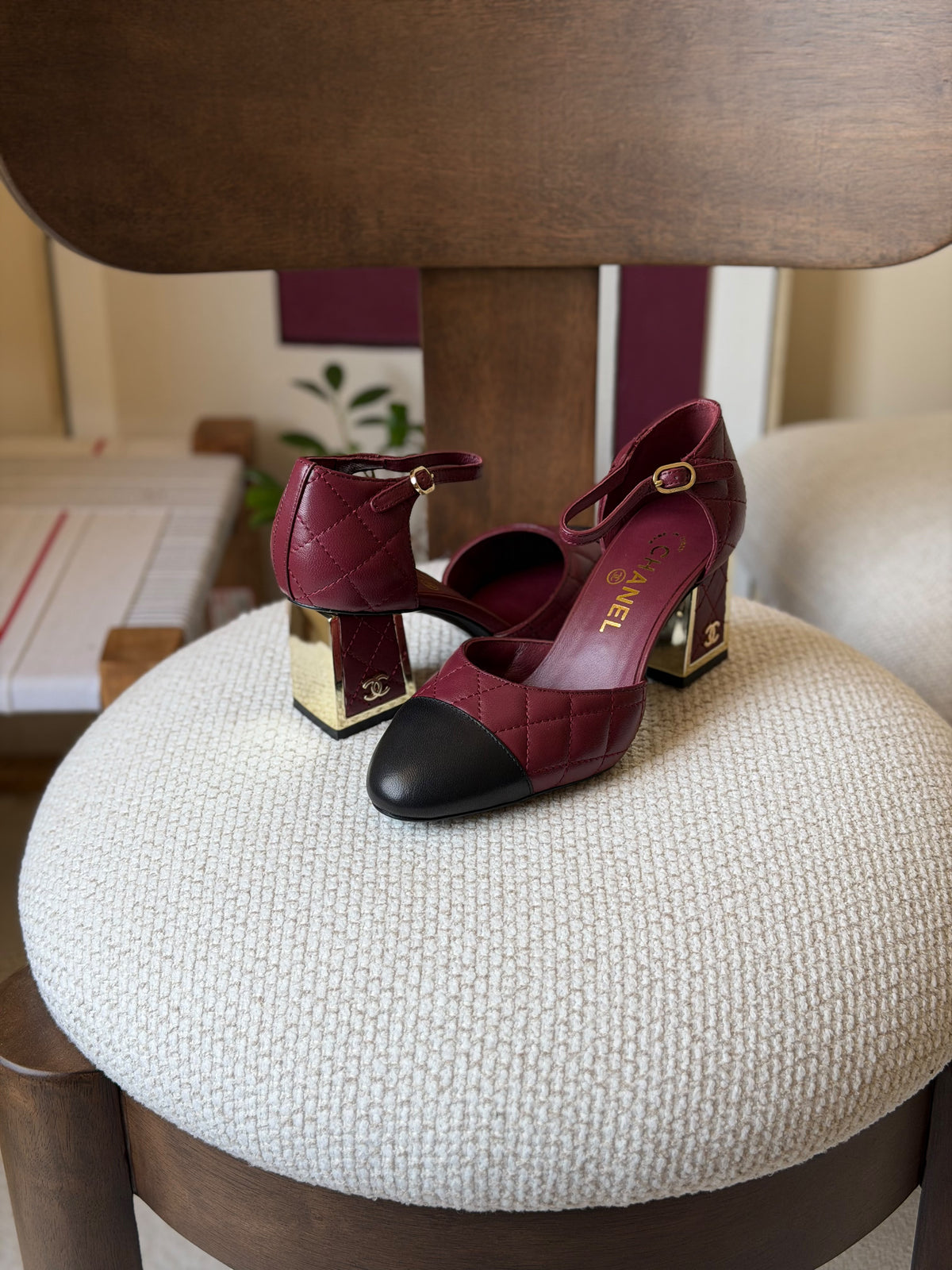 Chanel quilted block-heel Mary Jane pumps