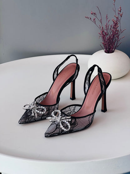 Amina Muaddi Rosie Lace 95 Slingback Pumps