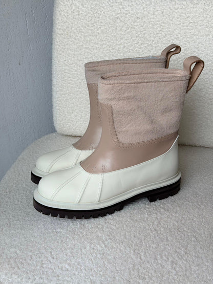 luxury Loro Piana Regent Cashmere and Leather Ankle Boots