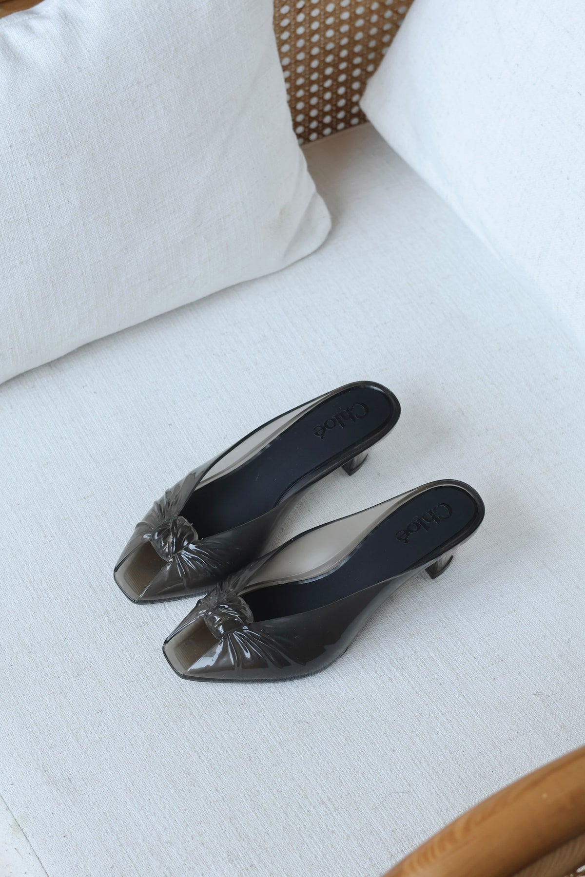 Chloé Square-Toe Jelly Heeled Mules