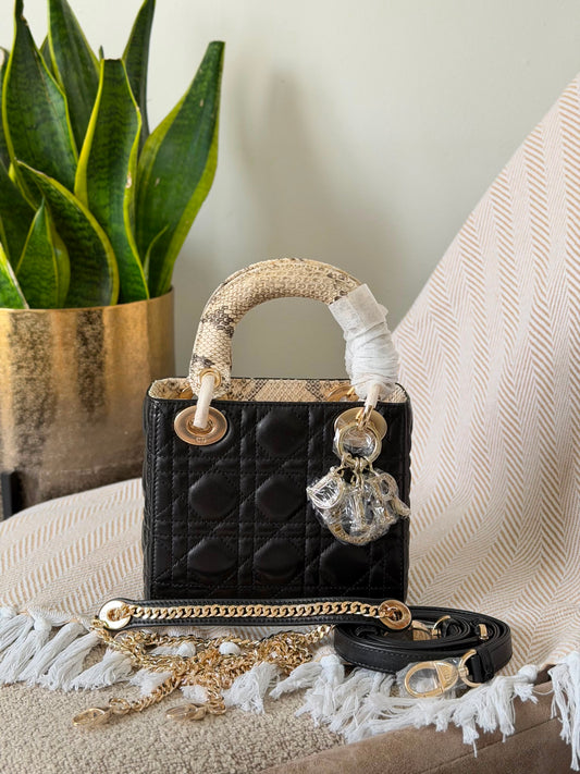 lambskin bag is the iconic Christian Dior Lady Dior 17 CM