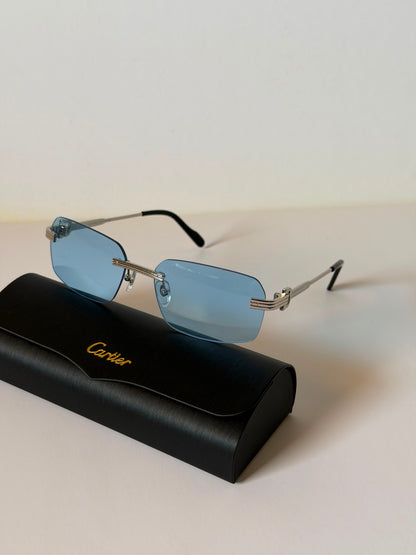 Cartier Signature C Décor Rimless Rectangle Sunglasses unisex