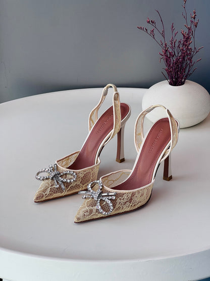 Amina Muaddi Rosie Lace 95 Slingback Pumps