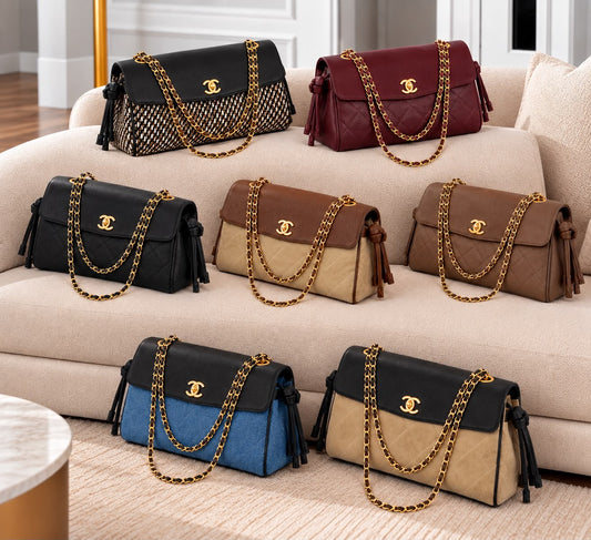 Chanel-branded chain baguette-style handbags